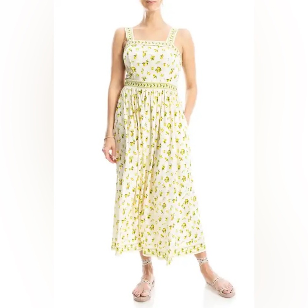 NWOT max studio London lemon pocketed modest maxi dress cottagecore prairie